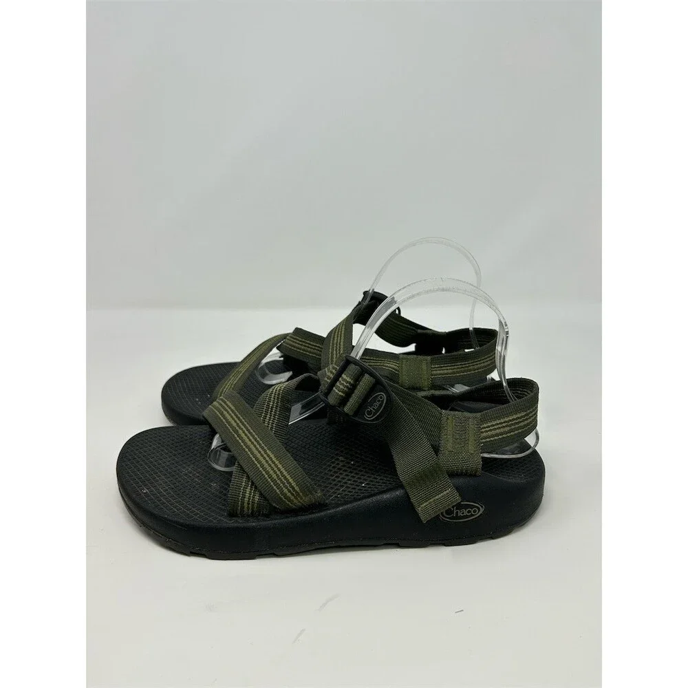 Chaco Z/1 Classic Sport Sandals Men's Olive Green Striped Adjustable Size 9
